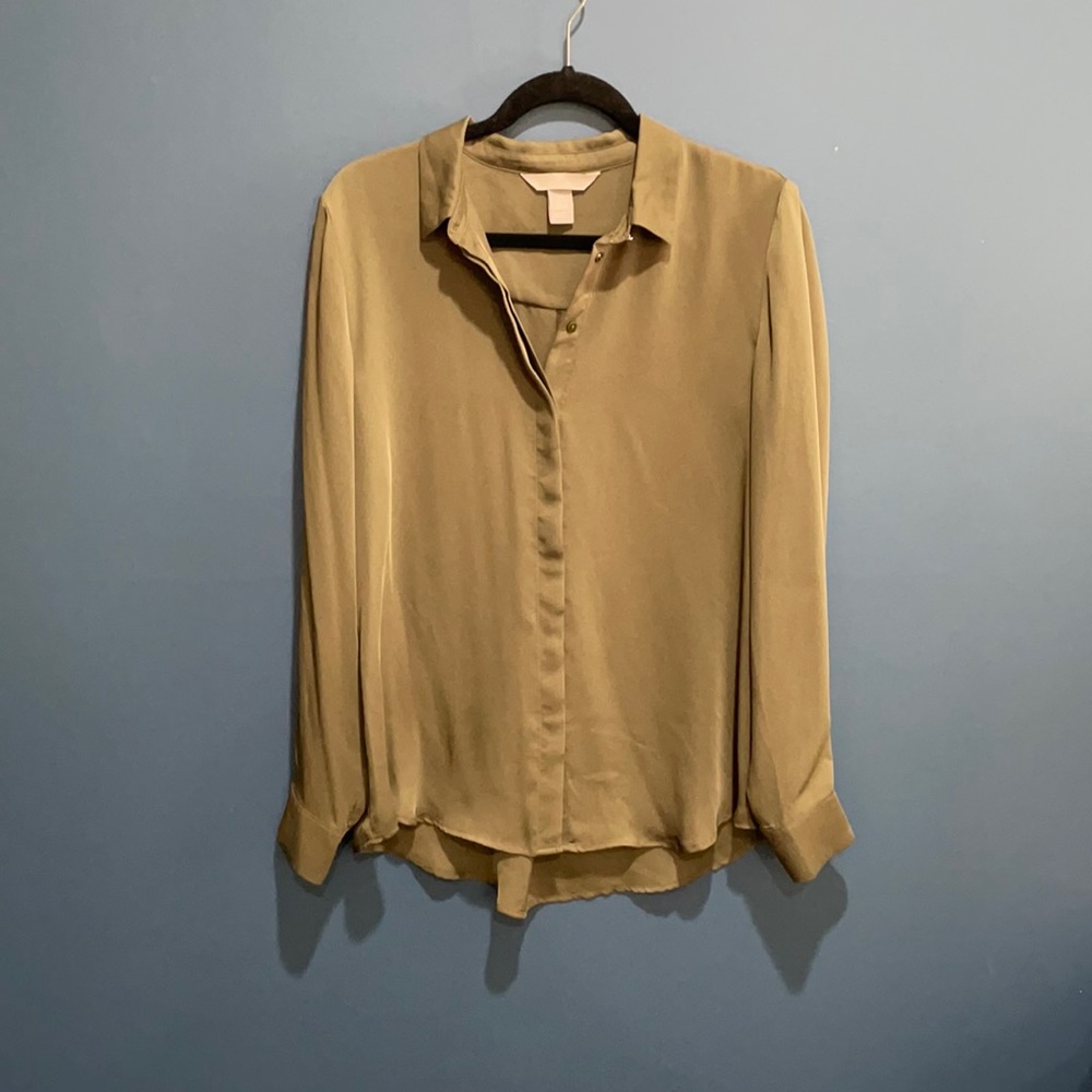 Olive green button down blouse